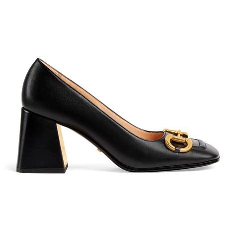 gucci chunky heel pump square toe|Gucci leather mid heel pump.